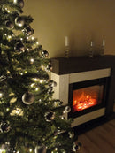 Camino Elettrico da Pavimento 120x127x30 cm Effetto Fiamma 1950W Neon & Mirabella Bianco/grigio