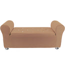 Panca Scendiletto Pouf Contenitore 120x39x55 cm in Tessuto Effetto Velluto Tortora