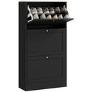 Mobile Scarpiera 3 Ante a Ribalta 60x23,5x115 cm in Legno Nero  