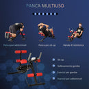 Panca Addominalli 2 in 1 117x46x70 cm con Bande Elastiche e Monitor LCD Nera
