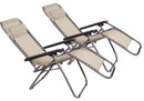 Set 2 Sedie Sdraio Zero Gravity Reclinabile Pieghevole 90x66x108 cm in Metallo e Textilene Beige