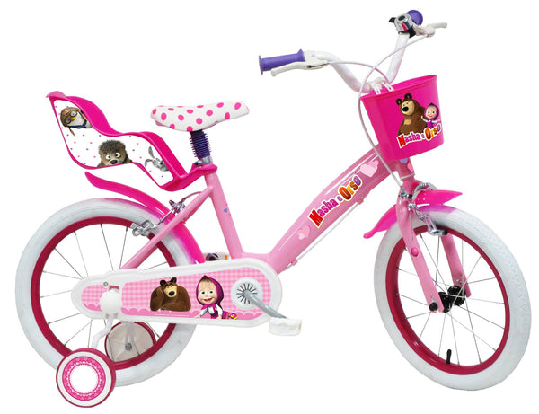 Bicicletta per Bambina 16" 2 Freni Masha e Orso Rosa online