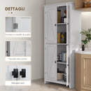 Credenza Mobile Alto Cucina 4 Ante Multiuso 80x40x182cm in Legno Bianco 