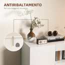 Credenza Mobile Basso Cucina  con Ante Ammortizzate e Apertura a Pressione 120x40x75 cm Bianco  
