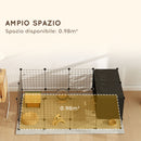 Gabbia Recinto per Piccoli Roditori Modulabile con Cassette Rialzate Nero  