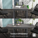 Tavolo da Giardino Allungabile per 4-6 Persone 81/162x80x75 cm in Alluminio con Piano a Doghe Grigio-4