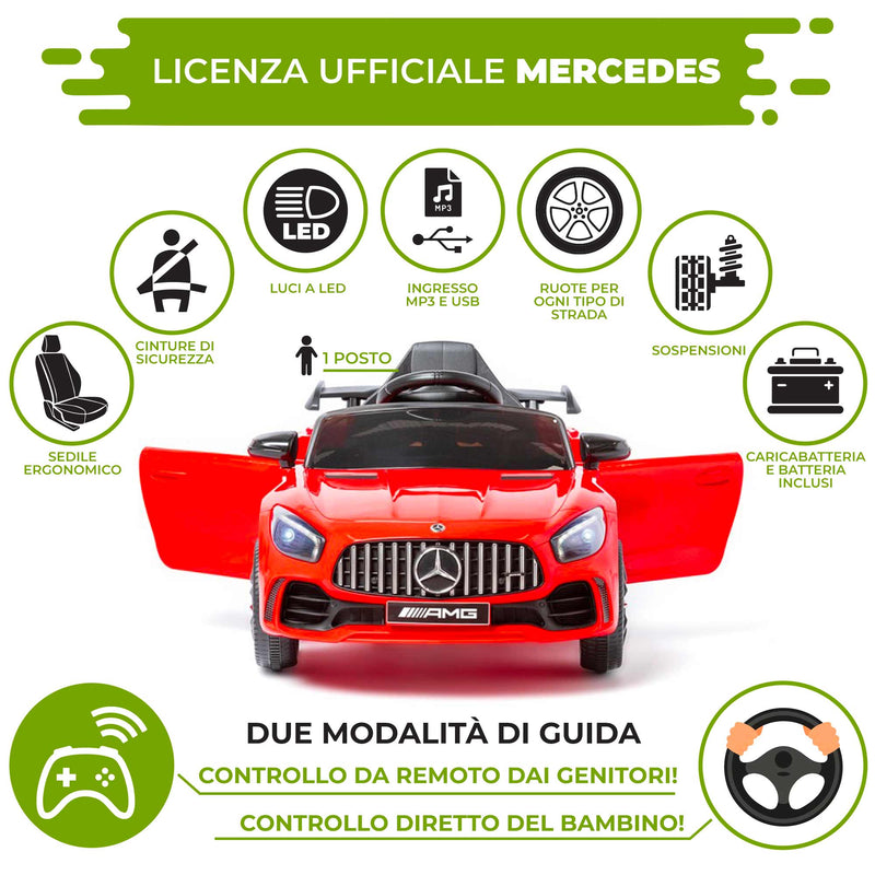 Macchina Elettrica per Bambini 12V con Licenza Mercedes GTR Small AMG Rossa-6