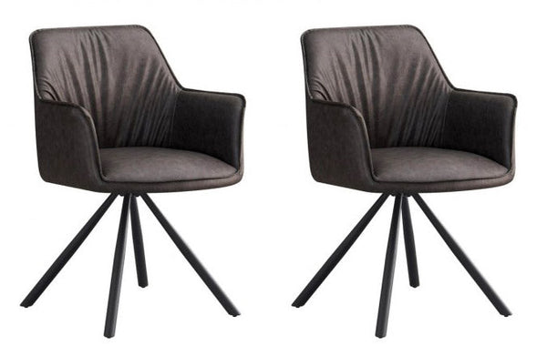 Set 2 Sedie Girevoli con Braccioli 59.5x61x84 cm in Poliestere Breval Grigio online