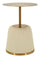 Tavolinetto Egle Bianco Ø40x55 cm in Metallo e PU Bianco e Oro