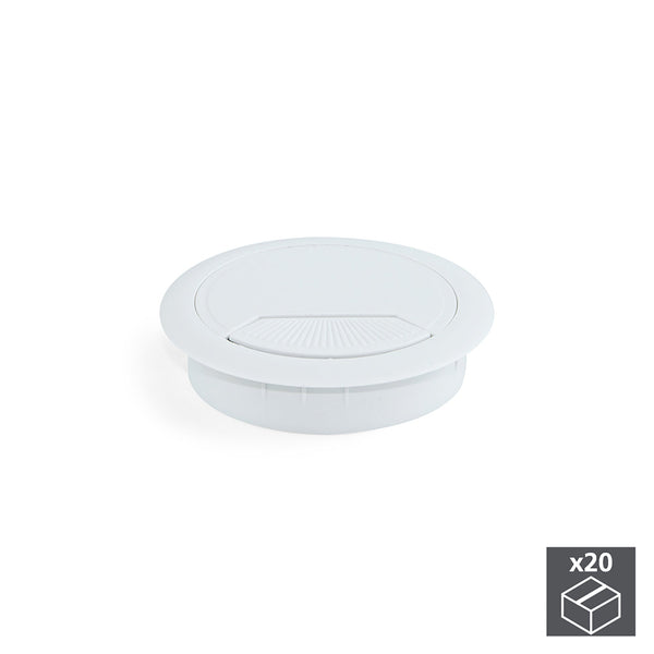 sconto Set di 20 Passacavi da Incasso Ø6 cm in Plastica Emuca Bianchi