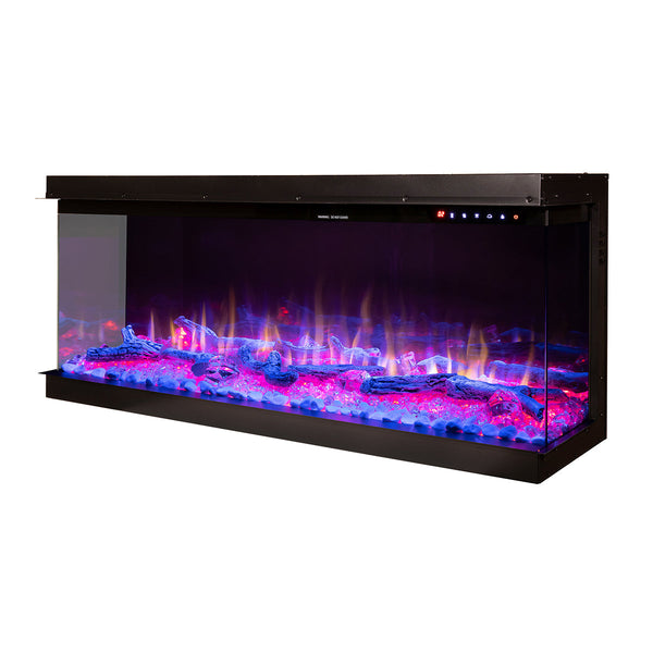 acquista Camino Elettrico da Incasso 53,3x165,1x33,2 cm Effetto Fiamma 1500W Haiti 65 Nero