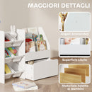 Scaffale Portagiochi 100x30x80 cm con 6 Cesti 3 Ripiani e Box Inferiore in Legno, Plastica e Acciaio Bianco      