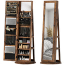 Specchio Portagioie 3 in 1 Girevole a 360° e Autoportante 55x55x161 cm in MDF Marrone Rustico  