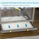 Gabbia per Uccelli Voliera Alta da Esterno 68x63x165 cm 2 Porte e Vassoio Estraibile in Legno Grigio Chiaro 