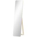 Specchio da Terra e da Parete 37x43x156 cm con Struttura in Legno di Pino e Supporto Pieghevole Color Legno      
