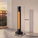 Stufa Elettrica a Infrarossi Oscillante 2000 W 29,5x29,5x84 cm con Telecomando in Alluminio Nero      