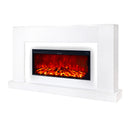 Camino Elettrico da Pavimento 90x160x27 cm Effetto Fiamma 1500W Pascal & Tasmania Bianco
