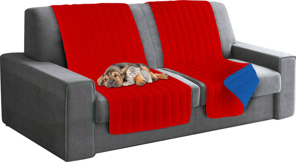 Copridivano a Fascia Doubleface Trapuntato 60x190cm Rosso/Royal sconto