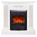 Camino Elettrico da Pavimento 90,5x94x26,5 cm Effetto Fiamma 2000W Smile & Cristina Bianco