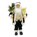 Babbo Natale Abito in Velluto H60 cm con Mini Lucciole e Suoni Nero e Oro
