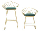 Sgabello Glam Flower Rosa Coppia 57x52x94-56x48x72,50 cm in Ferro Poliestere e Spugna Verde e Oro