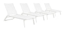 Set 4 Lettini Prendisole da Giardino 67x194x95h cm Cruise con Ruote Bianco 
