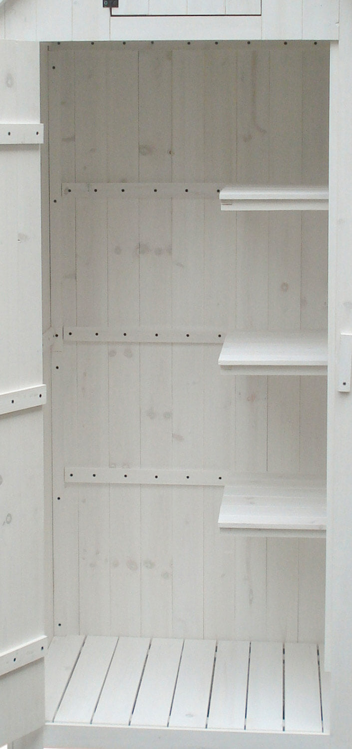 Casetta Box da Giardino 77x55xH179 cm in Legno di Abete 10mm Bianco Armoire