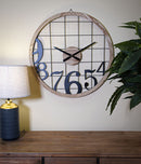 Orologio da Muro Numbers 60x2,5x60 cm in Ferro e MDF Nero e Marrone      