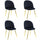 Set 4 Sedie 50x45x80 cm in Tessuto Vellutato Piedi Oro Nero