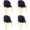 Set 4 Sedie 50x45x80 cm in Tessuto Vellutato Piedi Oro Nero
