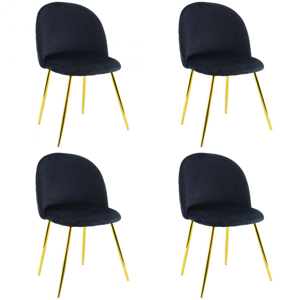 Set 4 Sedie 50x45x80 cm in Tessuto Vellutato Piedi Oro Nero prezzo