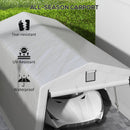 Tendone per Auto e Feste con 2 Finestre Laterali 618x265/330x240 cm in Acciaio Zincato e PE Grigio Chiaro