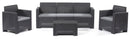 Set Salotto da Giardino in Resina Divano 2 Poltrone e Tavolino Bauer Nebraska 3 Antracite