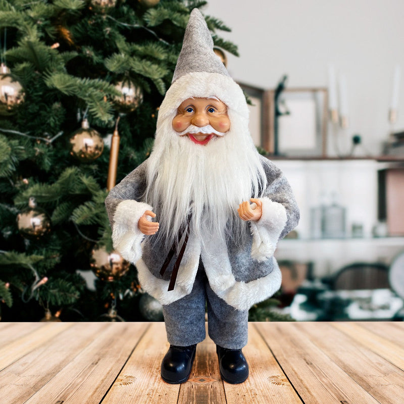 Pupazzo Babbo Natale H40 cm con Minilucciole Grigio