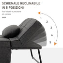 Pouf Letto Poltrona Schienale Reclinabile 95x179x78 cm in Tessuto Effetto Lino Grigio  