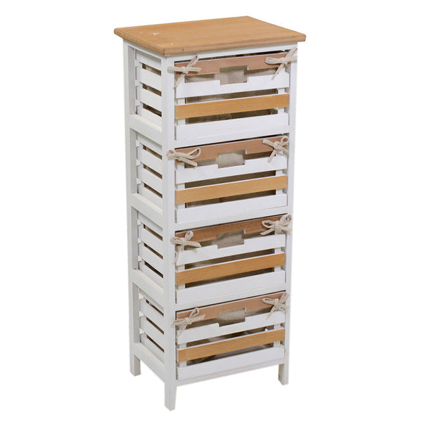 prezzo Cassettiera 4 Cassetti in Legno 35x27x85cm Matilda Noce Chiaro e Bianca