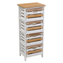 Cassettiera 4 Cassetti in Legno 35x27x85cm Matilda Noce Chiaro e Bianca