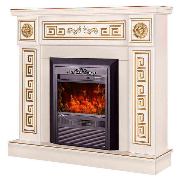 sconto Camino Elettrico da Pavimento 102x110x30 cm Effetto Fiamma 2000W Versailles & Cristina Avorio