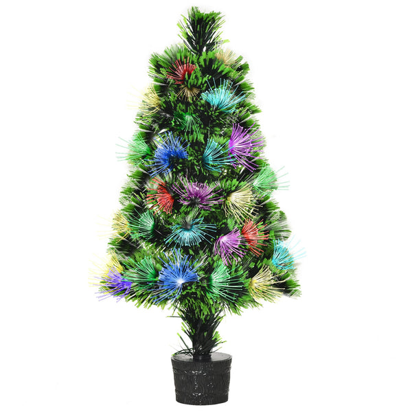 Mini Albero di Natale Artificiale 55 cm 40 Rami 40 Luci Fibre Ottiche Colorate Verde acquista