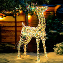 Renna Luminosa Natalizia Bianco Iridescente 120 cm con 500 LED Addobbo di Natale