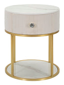 Comodino Montpellier Crema Ø 42x48 cm in Ferro Legno 