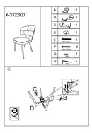 Set 2 Sedie Losanna 58x85x60,5 cm in Tessuto Grigio/Nero
