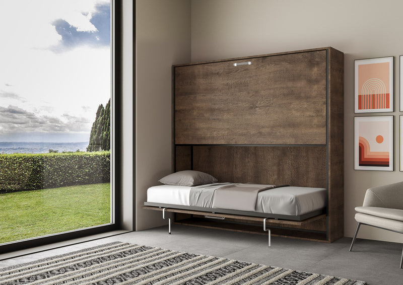 Letti Singoli a Scomparsa Salvaspazio Orizzontale Kando H191 cm Marrone