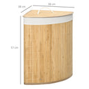 Cesto Portabiancheria con Coperchio 38x38x57 cm in Bambù e Tessuto Colore Legno