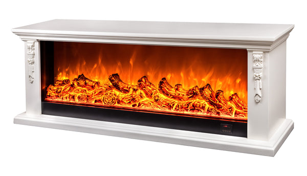 online Camino Elettrico da Pavimento 60x180x33 cm Effetto Fiamma 1500W Skyline Bianco