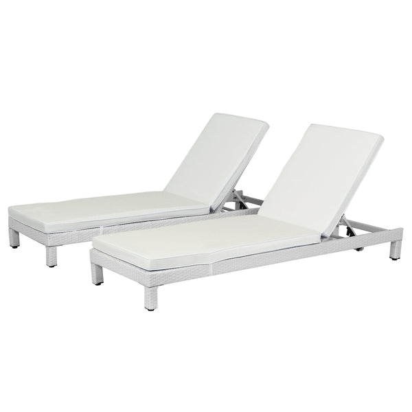 Set 2 Lettini Prendisole in Acciaio con Cuscino Bianco sconto