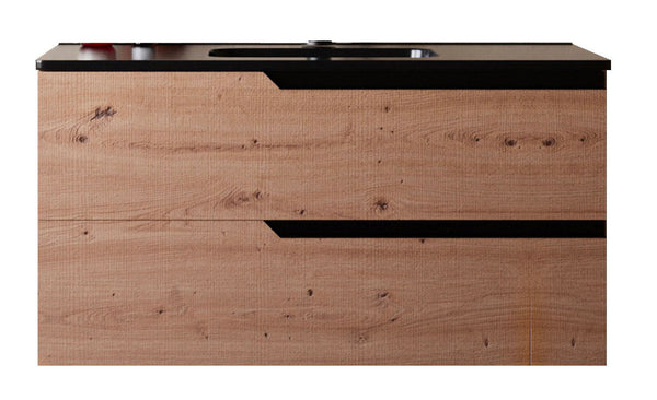 Mobile bagno 80 cm Sospeso Rovere Cartagena con Lavabo Nero Opaco Boston Senza Specchio Bonussi online