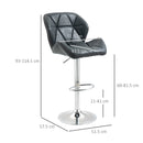 Set 2 Sgabelli da Bar 51,5x57,5x93-114,5 cm in Similpelle Nero