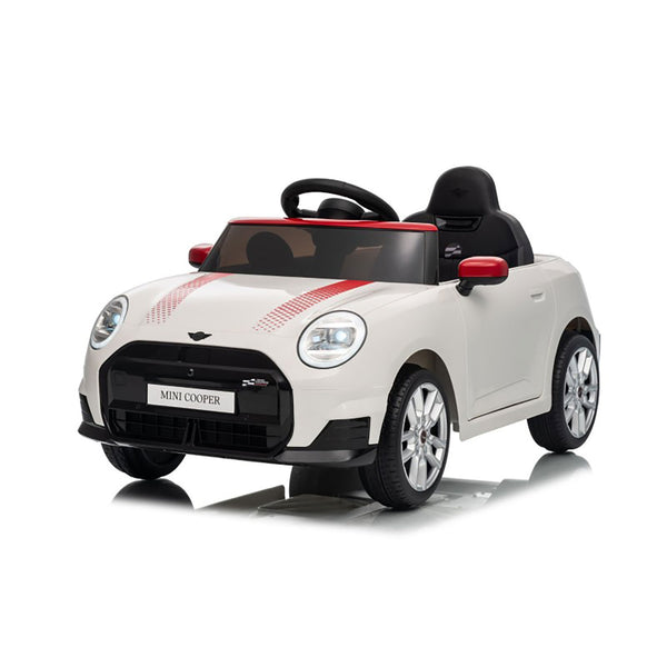 Macchina Elettrica per Bambini Licenza Ufficiale Mini Cooper S Cabrio 12V Sedili in Pelle e Telecomando Bianco sconto