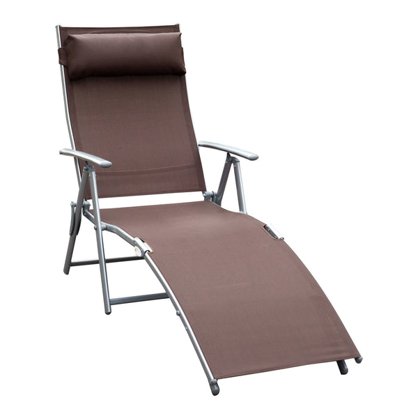 Lettino Prendisole Relax Reclinabile Pieghevole Telaio in Metallo Marrone 137x63.5x100.5 cm prezzo